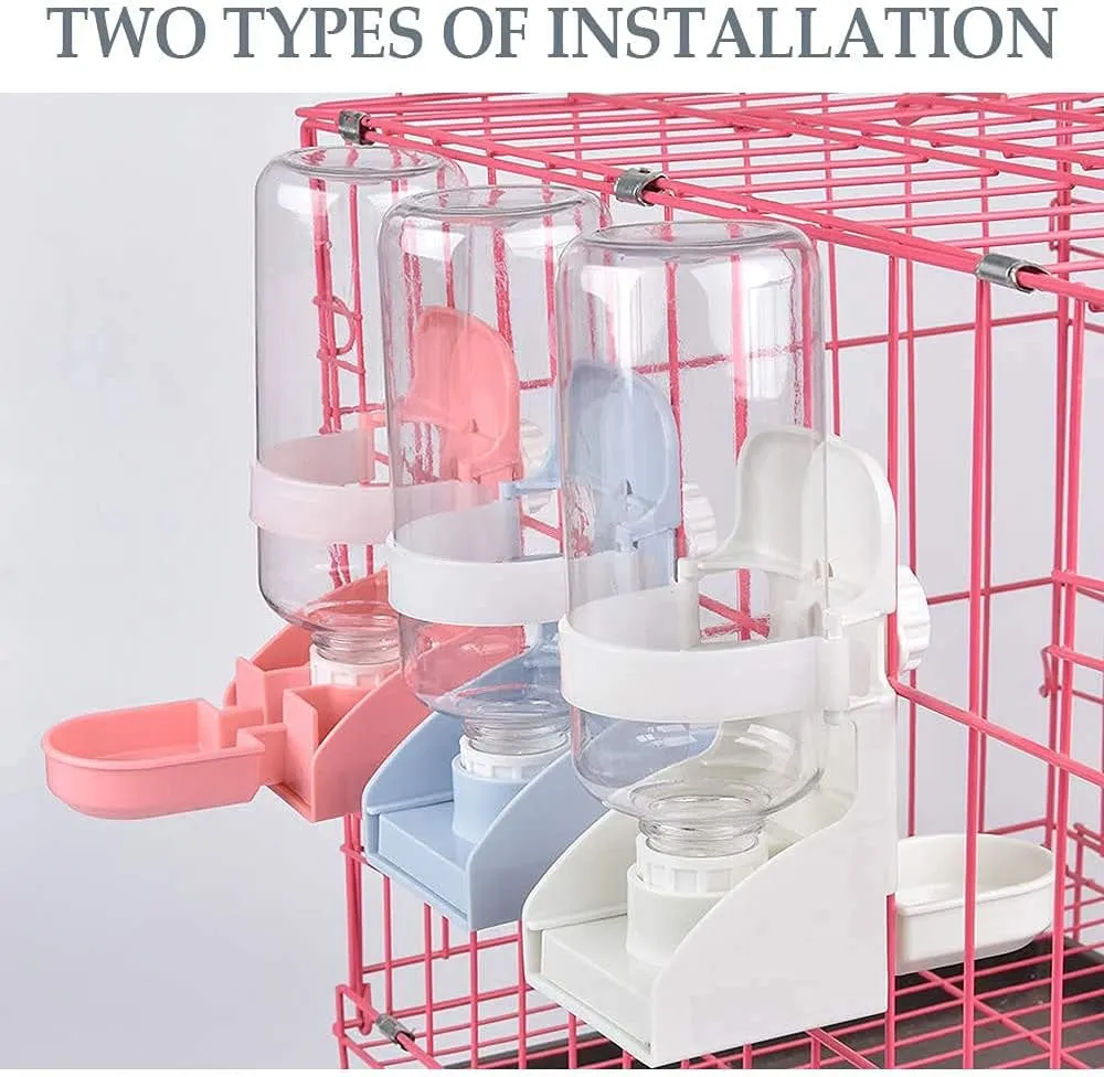 17oz Rabbit Water Feeder, Pet Cage Suspended Water Dispenser, Hanging Automatic Small Animal Water Bottle Bowl for Bunny Chinchilla Hedgehog Ferret Hamster