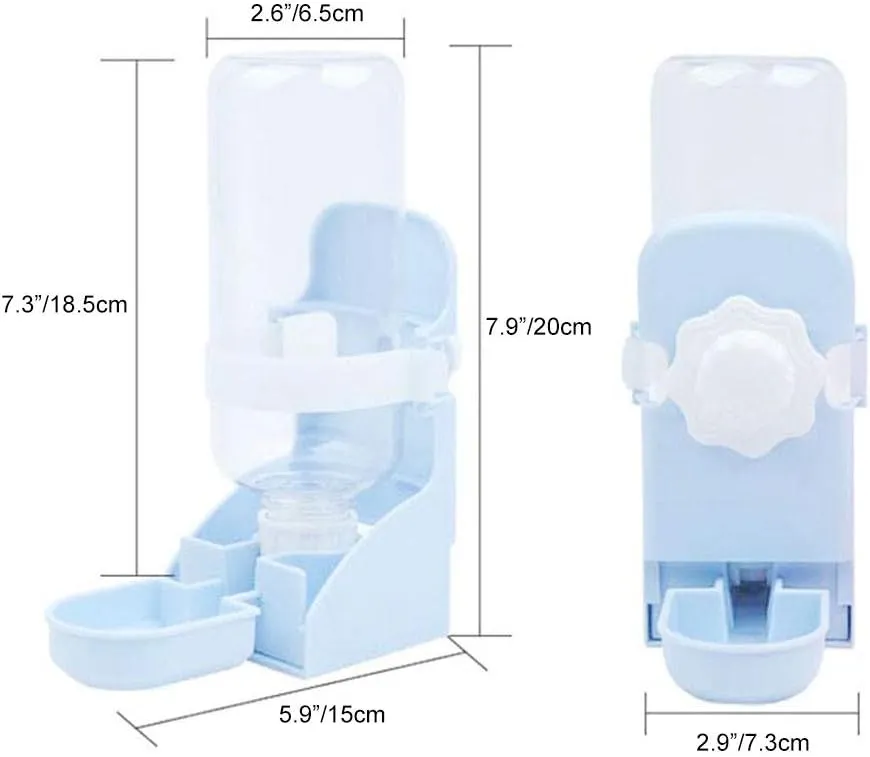 17oz Rabbit Water Feeder, Pet Cage Suspended Water Dispenser, Hanging Automatic Small Animal Water Bottle Bowl for Bunny Chinchilla Hedgehog Ferret Hamster