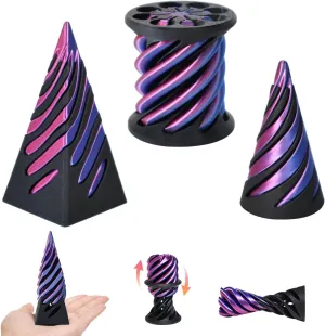 3 Packs Impossible Cone,Spiral Cone Fidget Toy,Fidget Cone,3D Printed Spiral Cone Fidget Toy,Impossible Pyramid Passthrough Toy for Stress and Anxiety Relaxing (Black Purple)