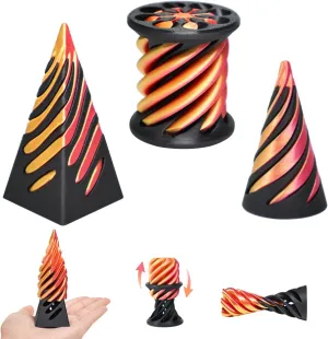 3 Packs Impossible Cone,Spiral Cone Fidget Toy,Fidget Cone,3D Printed Spiral Cone Fidget Toy,Impossible Pyramid Passthrough Toy for Stress and Anxiety Relaxing (Golden)