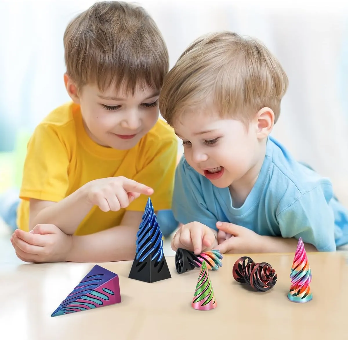 3 Packs Impossible Cone,Spiral Cone Fidget Toy,Fidget Cone,3D Printed Spiral Cone Fidget Toy,Impossible Pyramid Passthrough Toy for Stress and Anxiety Relaxing (Golden)