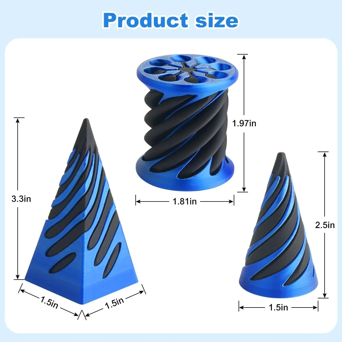 3 Packs Impossible Cone,Spiral Cone Fidget Toy,Fidget Cone,3D Printed Spiral Cone Fidget Toy,Impossible Pyramid Passthrough Toy for Stress and Anxiety Relaxing (Golden)