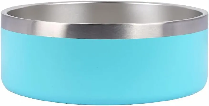 32oz 64oz Stainless Steel Double Wall Dog Bowls,BPA Free Non-Slip Pet Dishes,Cat Food&Water Bowl with Rubber Base(32oz, Light Blue)