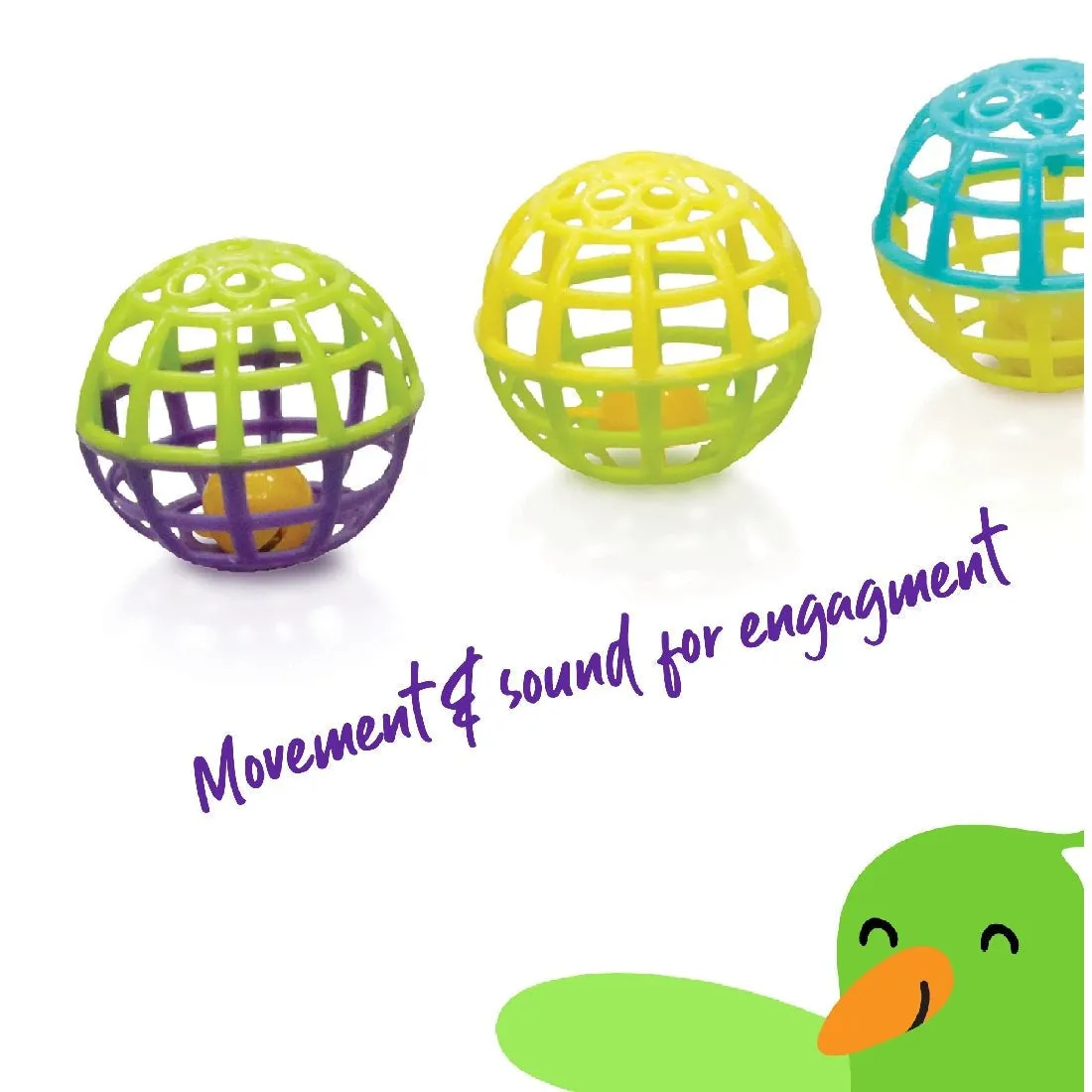 4 Pack Roller Balls Bird Toy