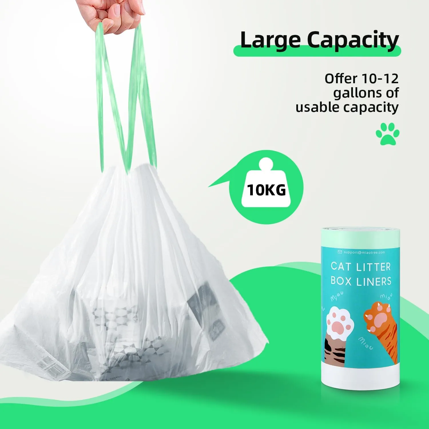 60 Count Waste Drawer Liners Bags Compatible with Litter Box Robot 4 and 3, Thick Self-cleaning Cat Litter Box Liners refill with Drawstring Heavy Duty 10-12 Gallons of Capacity