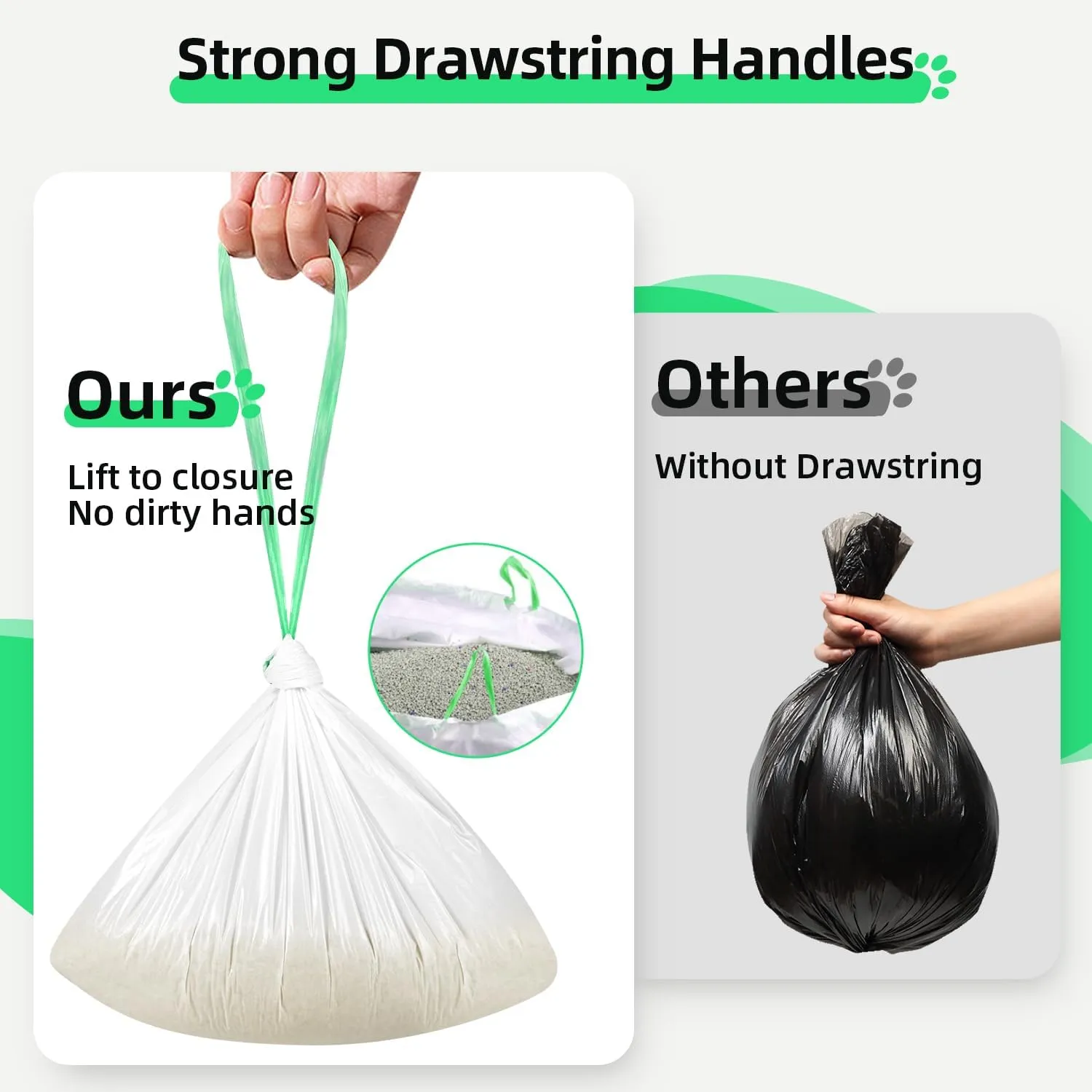 60 Count Waste Drawer Liners Bags Compatible with Litter Box Robot 4 and 3, Thick Self-cleaning Cat Litter Box Liners refill with Drawstring Heavy Duty 10-12 Gallons of Capacity