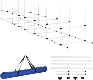 8 Pcs Dog Agility Training Equipment for Dog Agility Course with Adjustable Height Jump Bars, Included Carry Bag, Displacing Top Bar, White