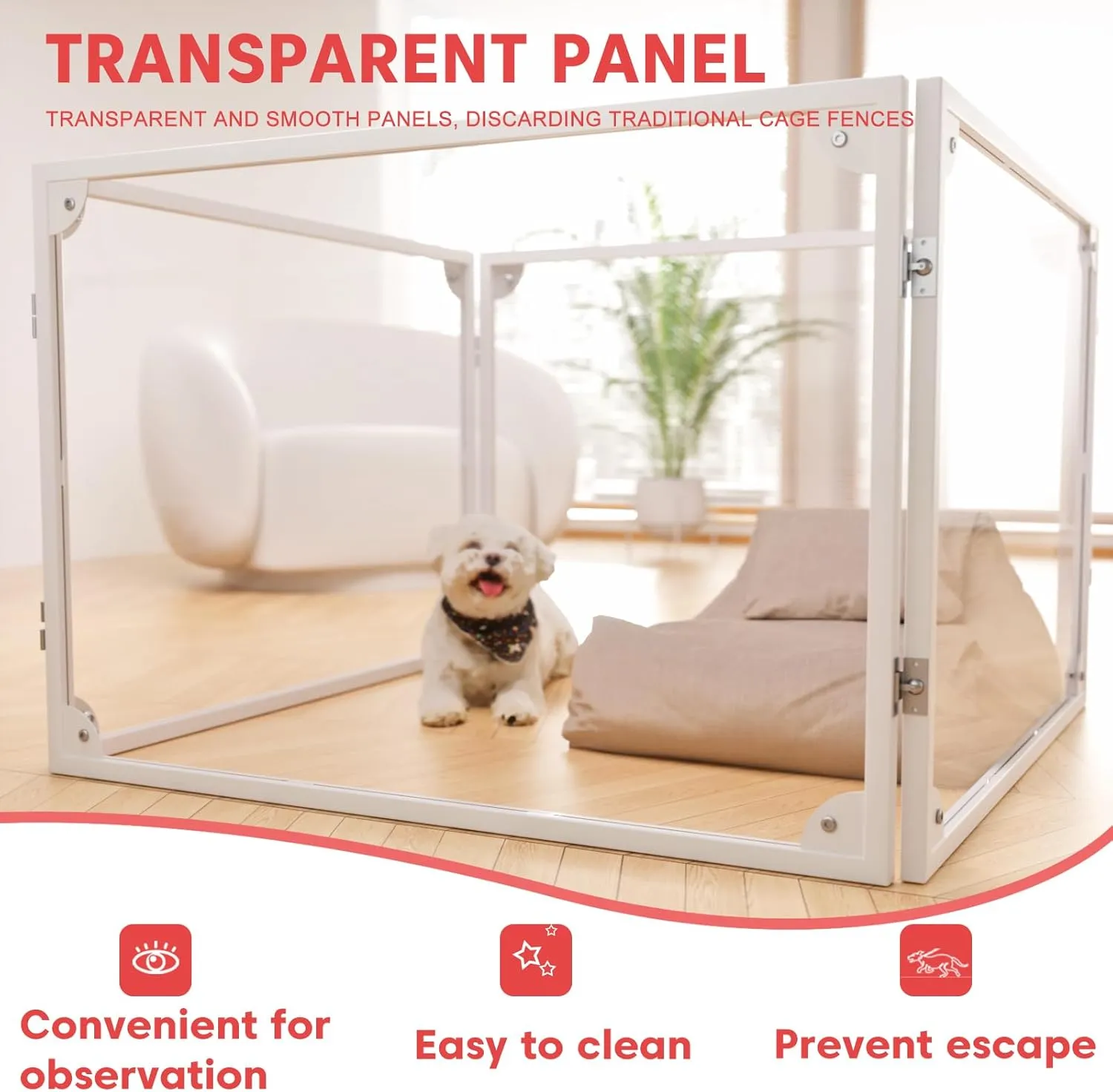 Acrylic Dog Playpen Dog Playpen Indoor Puppy Pen Pets Fence Puppies Cage10 Panels for Puppies Dog Play Pens for Dogs Indoor (4)