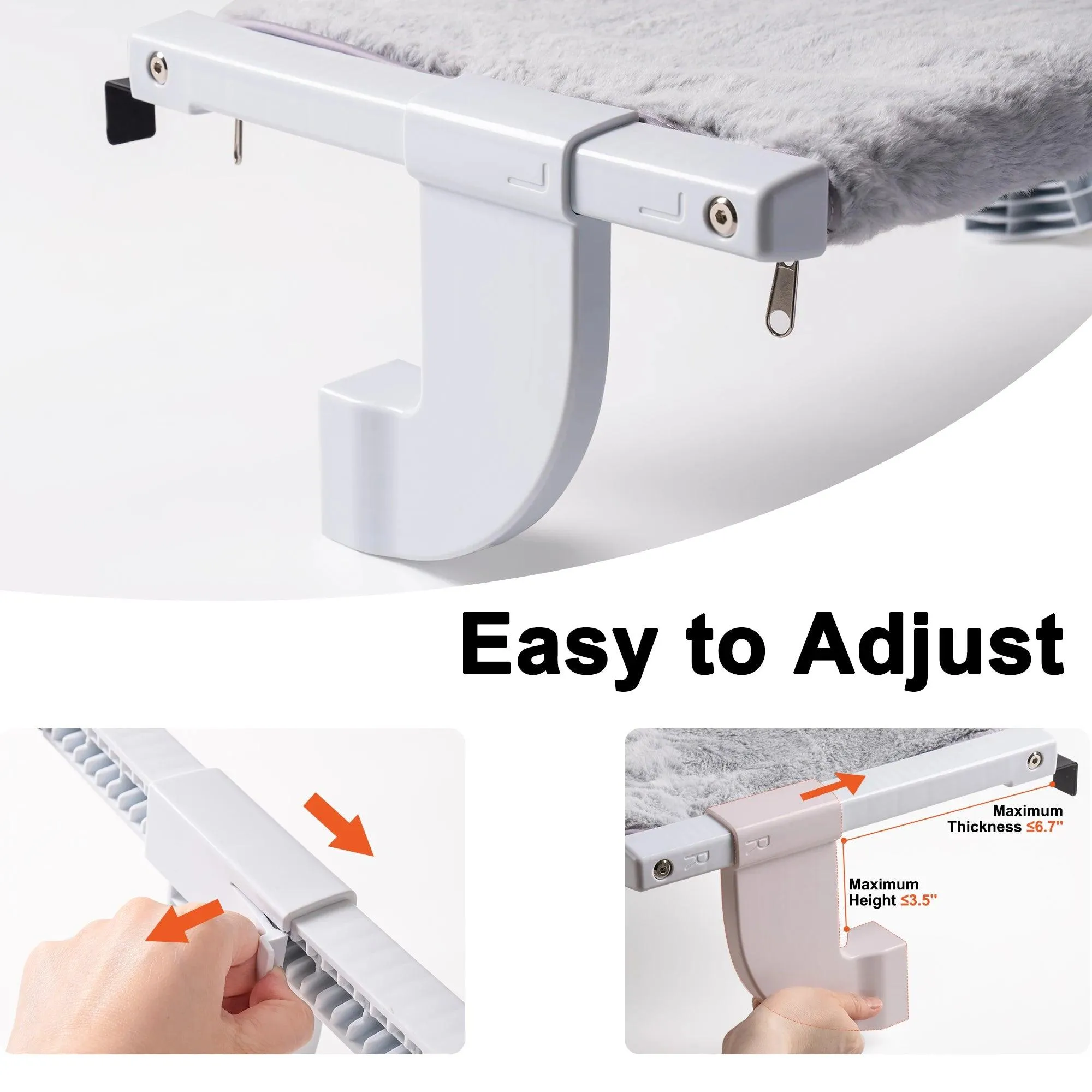 Adjustable Cat Window Lounge - Lightweight Portable Perch for Bird Watching & Sunbathing, 55x35x18 cm, 1.3kg