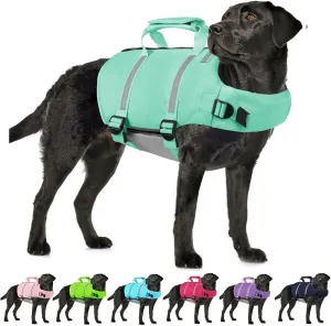 AOFITEE Dog Life Jacket High Flotation, Dog Life Vest for Swimming, Reflective Medium Dog Swimming Vest, Adjustable Dogs Swimsuit Lifesaver with Zipper and Rescue Handle for Small Medium Large Dogs