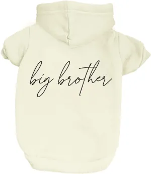 Big Brother Dog Hoodie Fleece Lined Pullover Sweatshirt with Leash Hole (Cream, Medium 774)