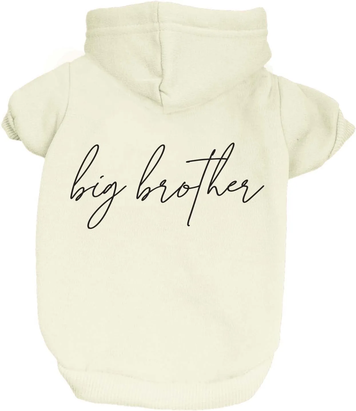 Big Brother Dog Hoodie Fleece Lined Pullover Sweatshirt with Leash Hole (Cream, Medium 774)