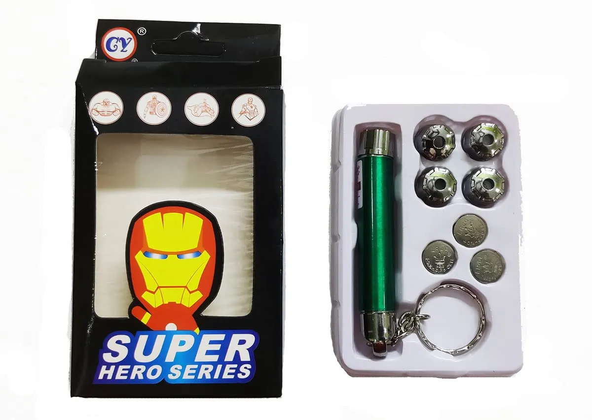 BITONA® Laser Beam Pointer Projection with Action Hero Series 5 Inter Changeable caps