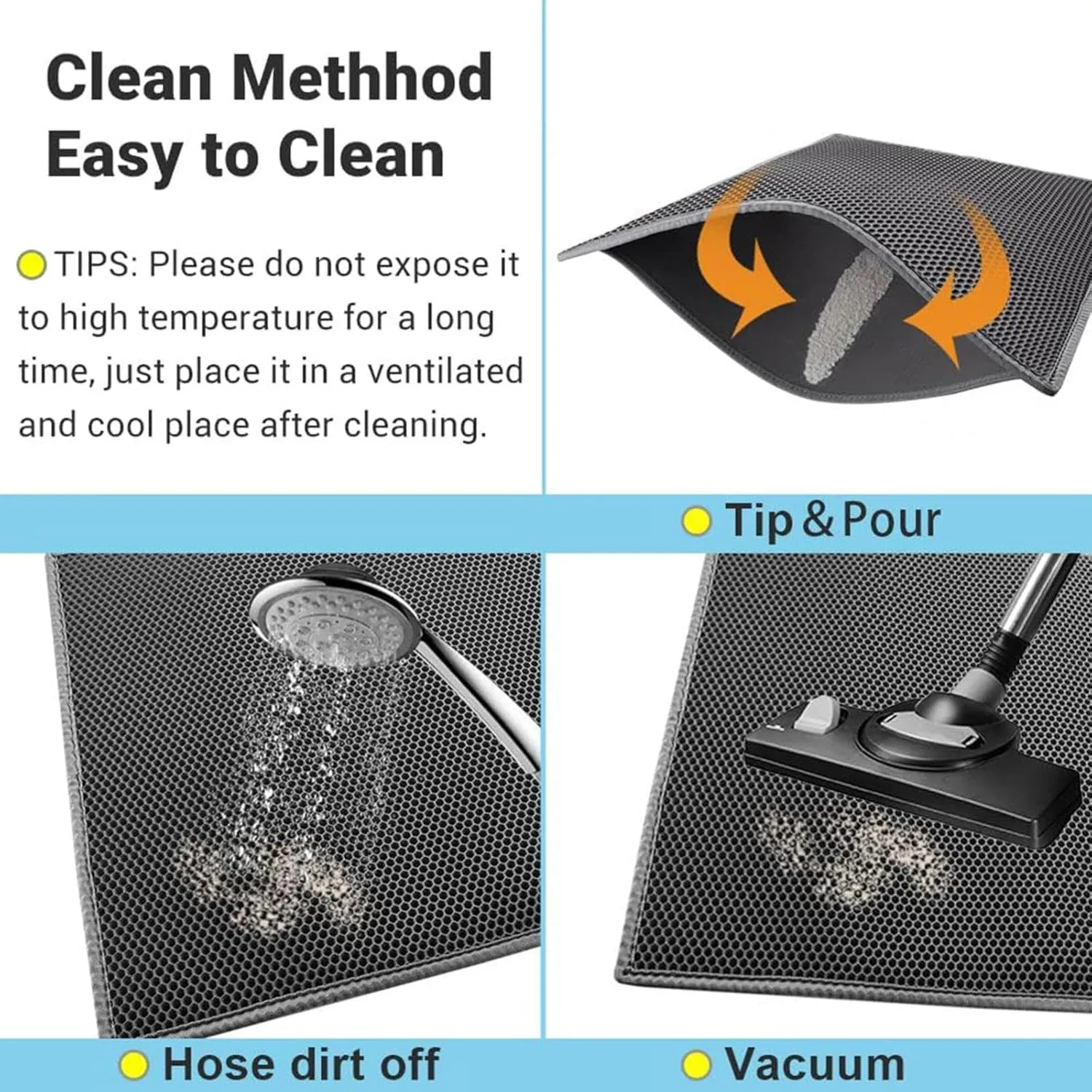 Cat Litter Mat, 24X35In/26X46In Double Layer Easy Clean Cat Litter Catcher Cat Litter Trap Mats, Less Waste,Soft On Paws,Non-Slip,26X46In-Gray