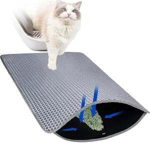 Cat Litter Mat, 24X35In/26X46In Double Layer Easy Clean Cat Litter Catcher Cat Litter Trap Mats, Less Waste,Soft On Paws,Non-Slip,26X46In-Gray