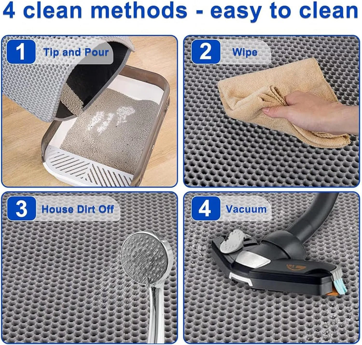 Cat Litter Mat Litter Trapping Mat, 24X35In/26X46In Honeycomb Double Layer Litter Rug Cat Litter Trap Mats, Less Waste,Soft On Paws,Non-Slip,26X46In-Black