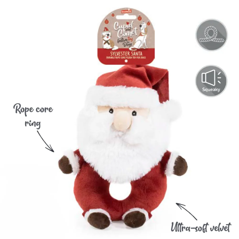 Cupid & Comet Christmas Dog Toy - Sylvester Santa