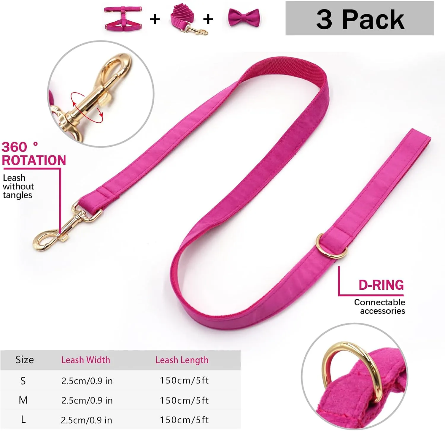 Dog Harness and Leash Set for Medium Dogs with Handle, Adjustable Pet Vest Harness with Leash for Wedding Birthday Party Outfit M