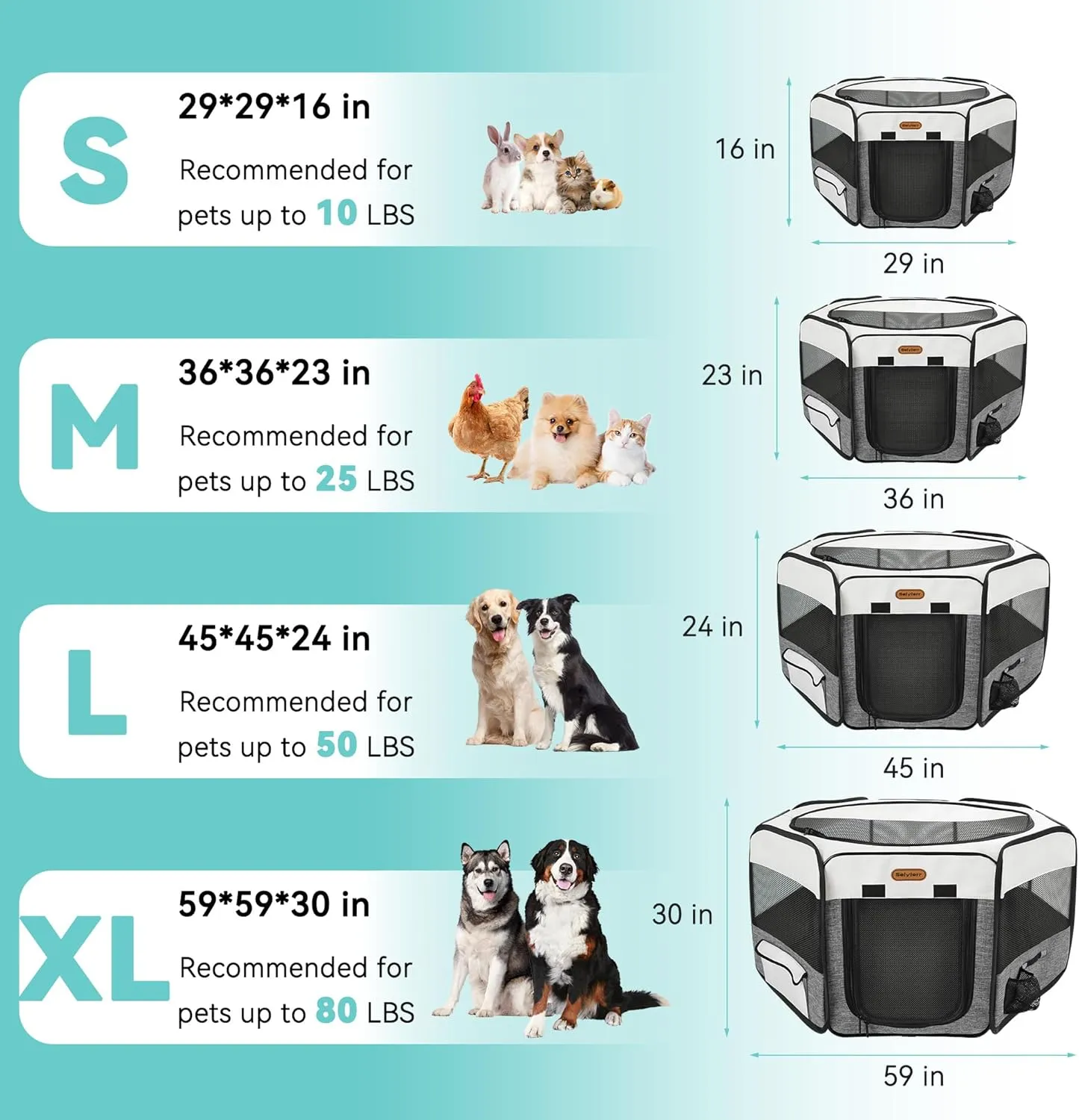 Dog Playpen, Portable Pet Play Pen Foldable Carrying Case, Puppy Pens Outsid for Small Cat Indoor/Outdoor, Removable Mesh Shade Cover