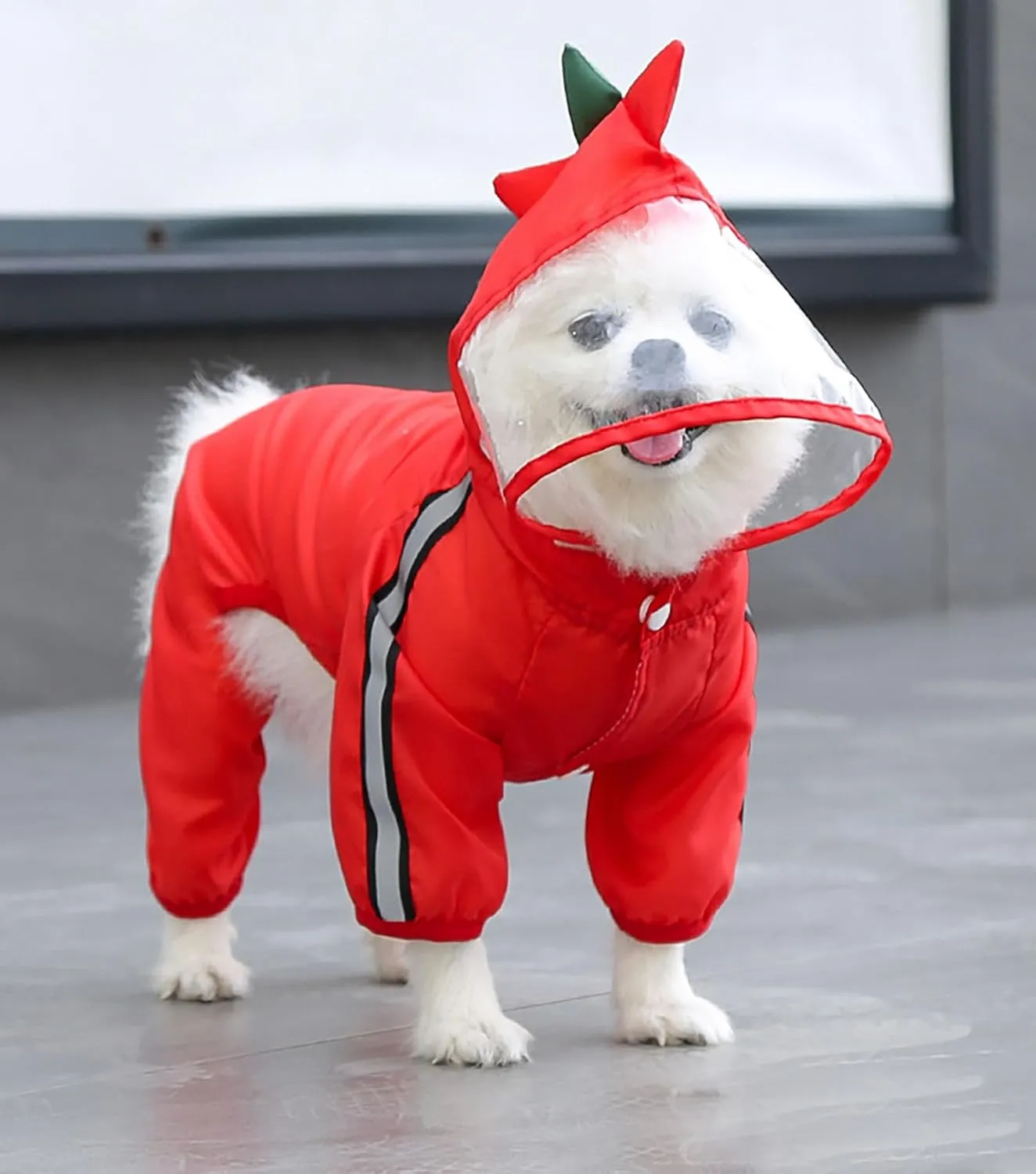 Dog Raincoat with Hood, Waterproof Full-Coverage Reflective Rain Jacket Quick-Drying Rain Poncho and Shoes for Small Medium Large Dogs,Dinosaur,S