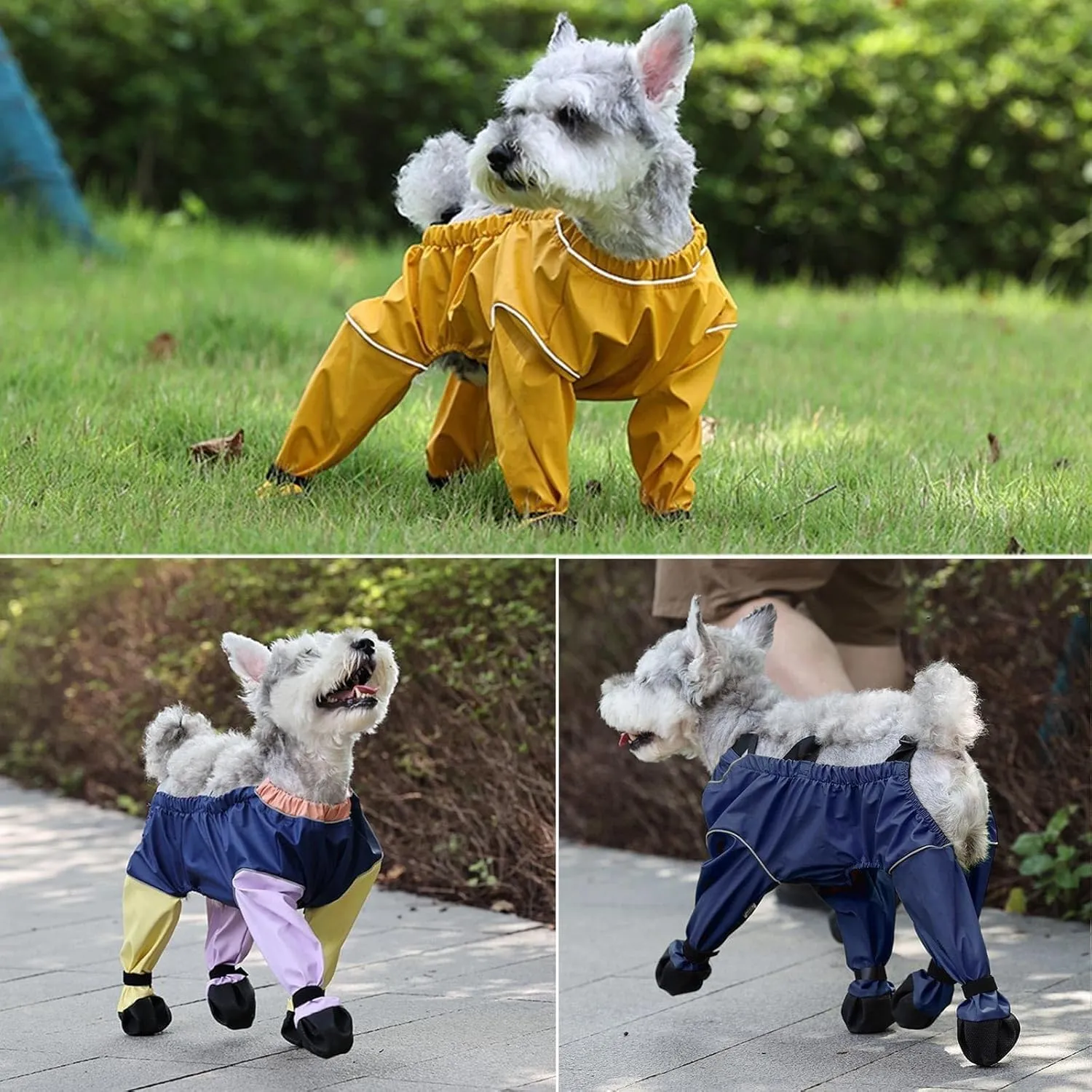 Dog Snowsuit with Built in Boots, Dog Boots Leggings Waterproof Anti-Slip Shoes Pet Paws Protector Dirty-Proof Adjustable Suspenders for Outdoor Winter Snow Rain Hiking Walking