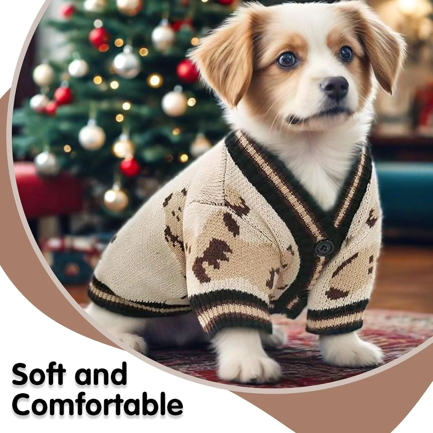 Dog Sweater Cute Bear Dog Cardigans Clothes for Small Medium Dogs Boy Girl Puppy Cat Knitted Clothes Soft Puppy Sweaters Knitting Dogs Outfit Apparel Coat(Beige,L)