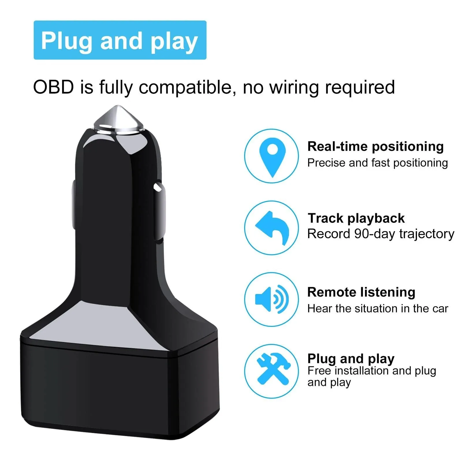 Dual USB Car Charge GPS Tracker GSM SIM Realtime GPRS Vehicle Tracking Security
