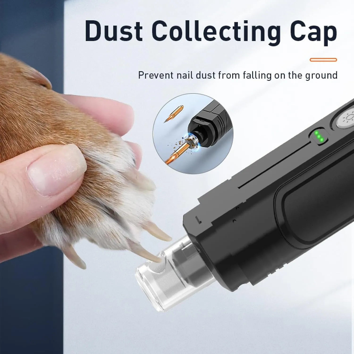 Electric Pet Nail Grinder Professional Dog Nail Clippers   2 Led Light Rechargeable Cat Claw Nail Grooming Accessories