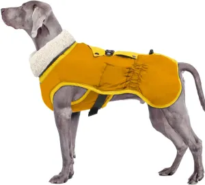 EMUST Winter Dog Coat - Thick Fleece Lining Warm Jacket for Cold Weather, Windproof Reflective Turtleneck, Adjustable Buckle Vest, Orange XL