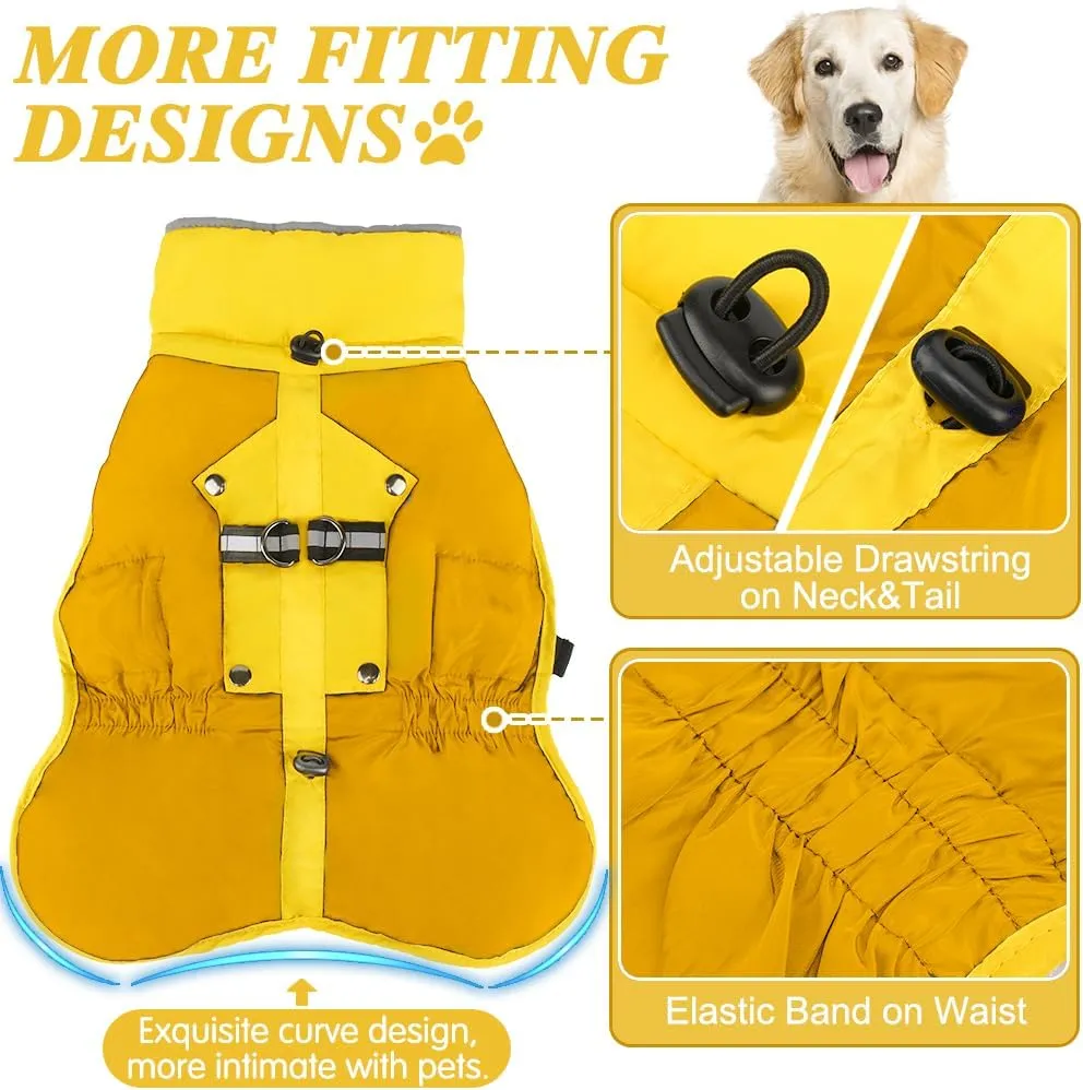 EMUST Winter Dog Coat - Thick Fleece Lining Warm Jacket for Cold Weather, Windproof Reflective Turtleneck, Adjustable Buckle Vest, Orange XL