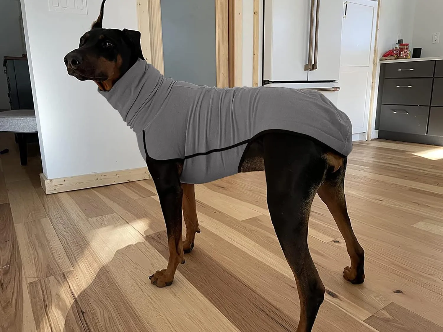 Esobo Fleece Dog Apparel Winter Warm Dog Coat Doggie Turtleneck Cozy Jacket Soft Shirt Vest Stylish Pet Outfits for Small Medium Large Dogs Grey