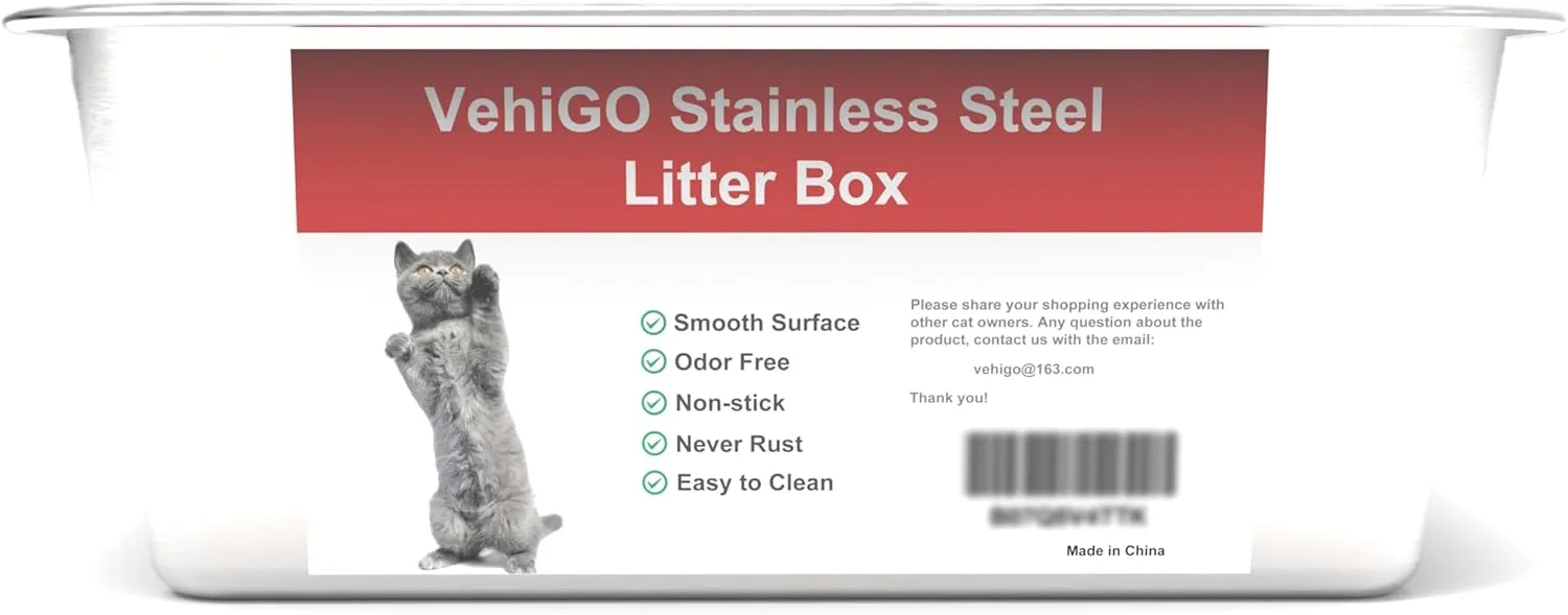 Extra Large Metal Cat Litter Box, Stainless Steel Durable Litter Pan for Large or Multiple Cats, Kitty Litter Box with Smooth Surface and Easy to Clean, XL(23.6"x15.7"x5.9")