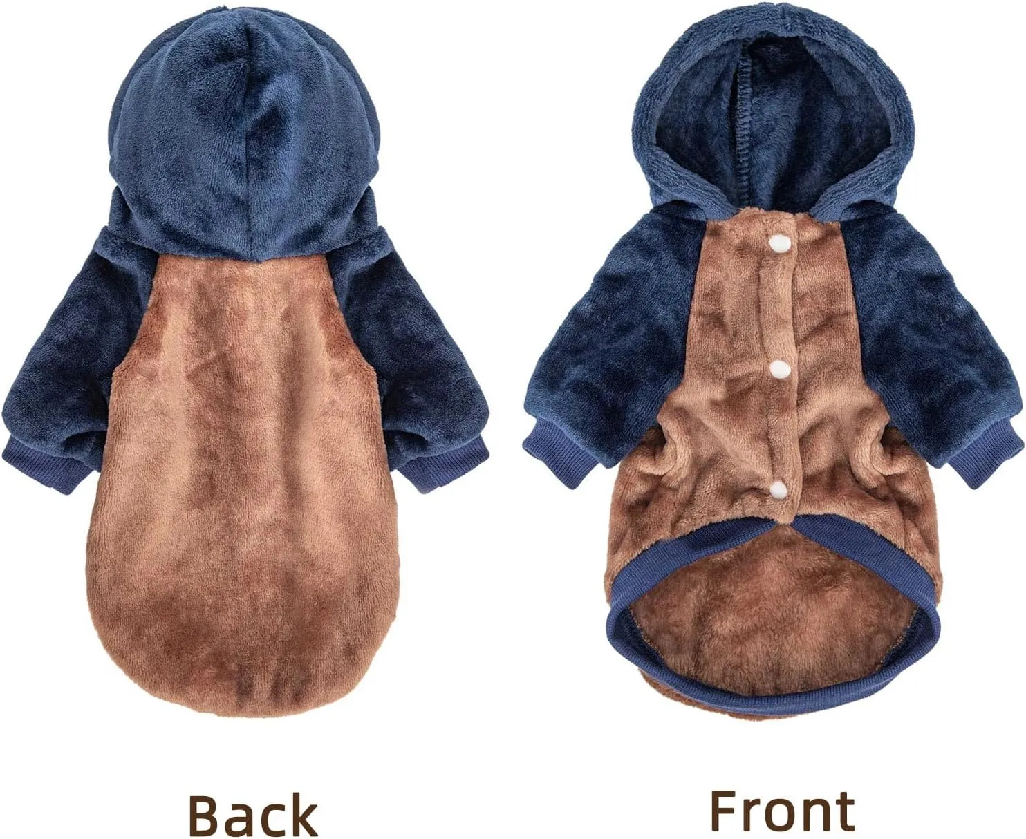 FabriCastle Dog Hoodie Sweater for Small Dogs Boy and Girl, Small Dog Clothes XS XXS Puppy Sweatshirt, Pet Outfit, Cat Clothing Super Soft Warm Snap On Closure (Camel-Navy, Medium)