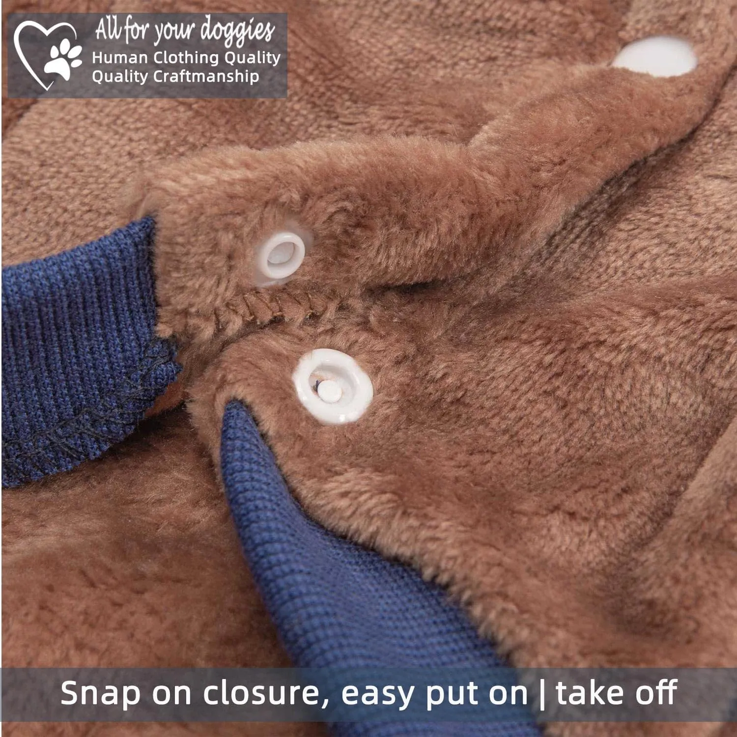 FabriCastle Dog Hoodie Sweater for Small Dogs Boy and Girl, Small Dog Clothes XS XXS Puppy Sweatshirt, Pet Outfit, Cat Clothing Super Soft Warm Snap On Closure (Camel-Navy, Medium)