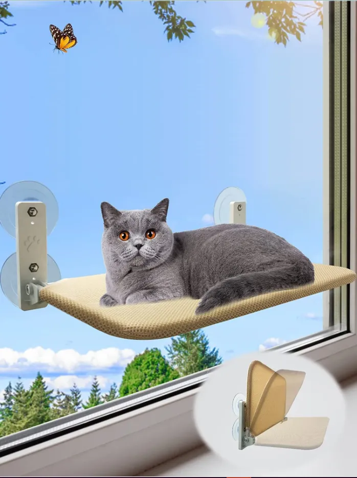 Foldable Hanging Cat Perch w/ Suction | Cat Hammock