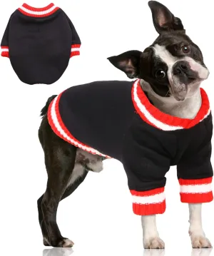 FUAMEY Dog Pullover SweatshirtDog Winter Sweaters Warm Dog Clothes Dog Vest Thick Puppy Pullover Soft Pet Fleece Sweater Cute Doggie Boy Girl Outfit for Small Medium Dogs Black L