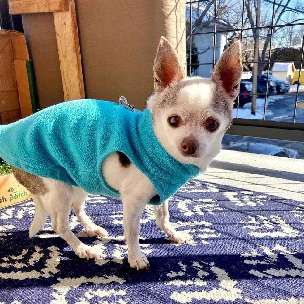 Gooby - Fleece Vest, Small Dog Pullover Fleece Jacket with Leash Ring, Turquoise, Medium