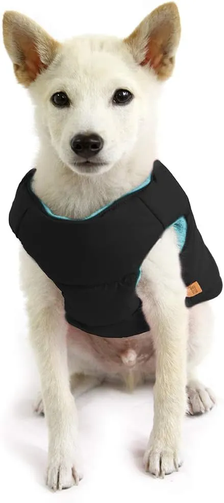 Gooby Padded Vest Dog Jacket - Solid Black, X-Small - Warm Zip Up Vest Fleece Jacket with Dual D Ring Leash - Water Resistant Sweater - Clothes for Small and Medium Dogs