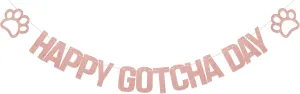 Happy Gotcha Day Banner, Dog Birthday Decorations, Pet Adoption Day Party Decor, Dog Cat Gotcha Party Decor Supplies Rose Gold