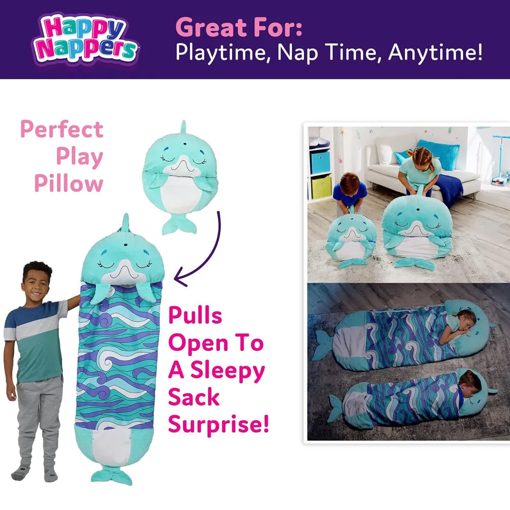 Happy Nappers Large Dolphin Disco 66 inch Pillow & Sleepy Sack - Kids 7 