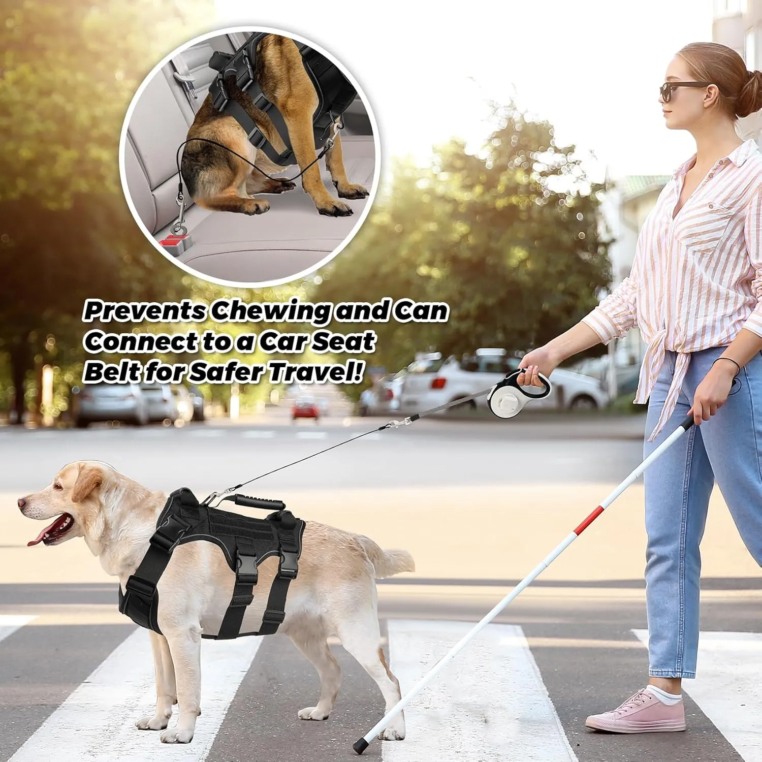 Heavy Duty No Pull Tactical Dog Harness for Large Dogs, 3Pcs Handle & Hook Metal Buckle, K9 Adjustable Reflective Military Dog Vest Harness for Working Dog Training Hunting Walking. (Black, M)