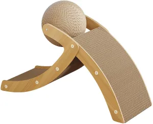 Indoor cat Scratching Board, cat Scratching mat with sisal Ball on top and Double-Sided Thickened Corrugated Cardboard for Cats to Entertain Themselves or for Multiple Cats to Play at The Same time.