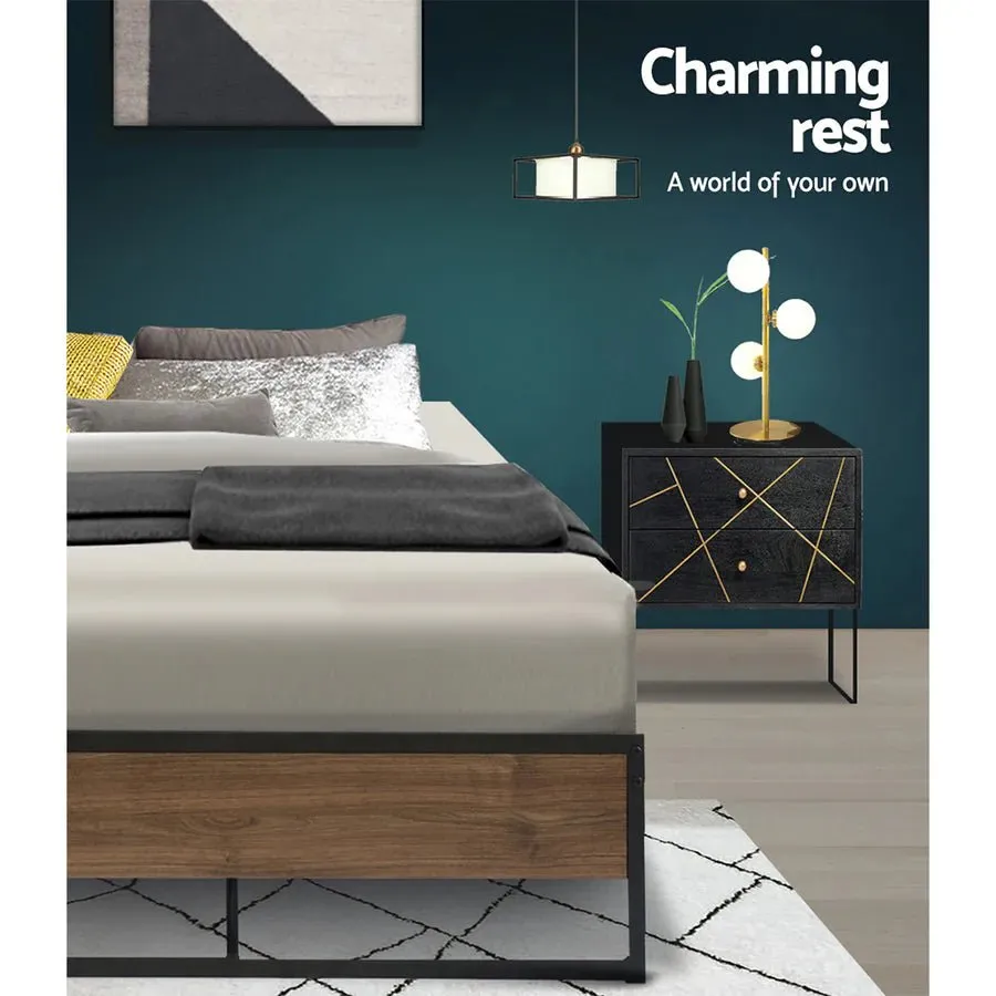 King Single Package | Oslo Metal Bed Frame Black & Bonita Euro Top Mattress (Medium Firm)
