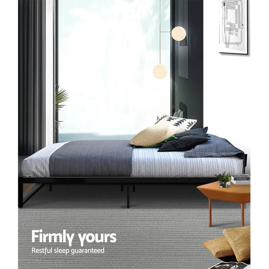 King Single Package | Oslo Metal Bed Frame Black & Bonita Euro Top Mattress (Medium Firm)