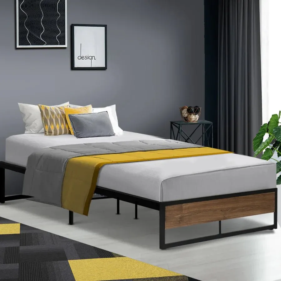 King Single Package | Oslo Metal Bed Frame Black & Bonita Euro Top Mattress (Medium Firm)
