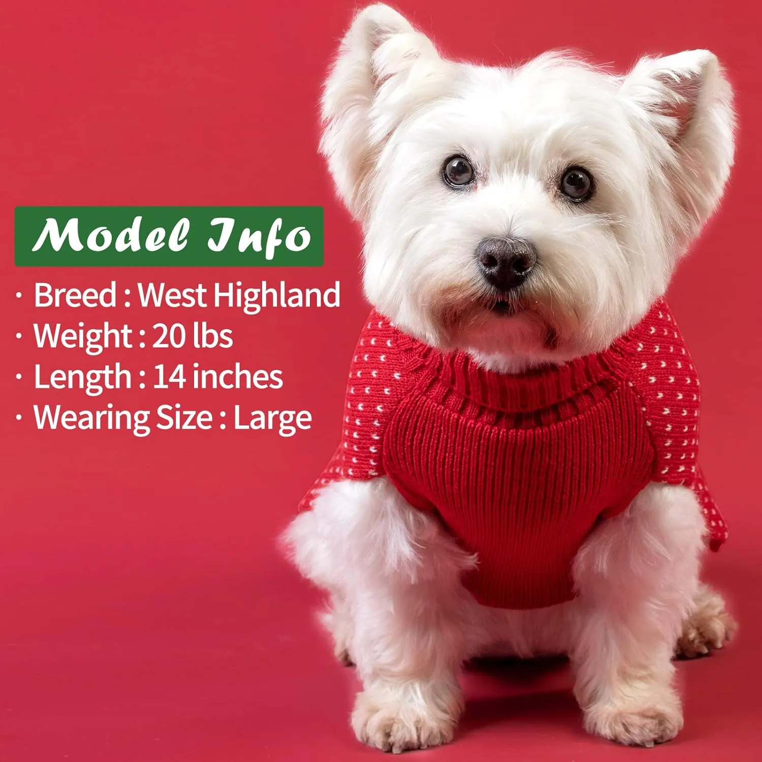 KYEESE Christmas Sweater With Leash Hole Reindeer Knitwear Turtleneck for Holiday Dog Outfit, Reindeer, XL