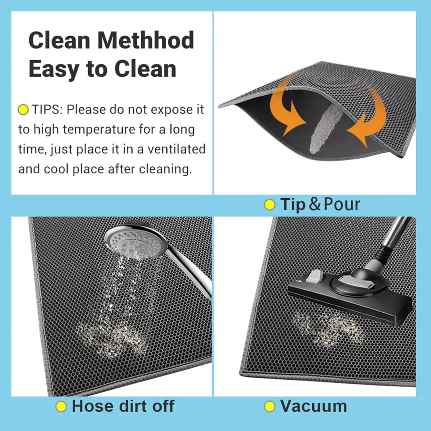 Litter Box Mat, Honeycomb Double Layer Easy Clean Cat Liter Mat Less Waste,Soft On Paws,Non-Slip, Cat Litter Trap Mats,Green-M