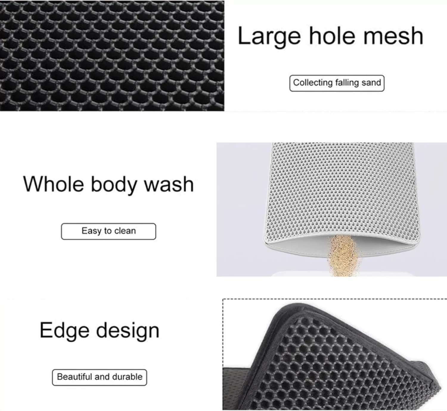 Litter Box Mat, Honeycomb Double Layer Easy Clean Cat Liter Mat Less Waste,Soft On Paws,Non-Slip, Cat Litter Trap Mats,Green-M