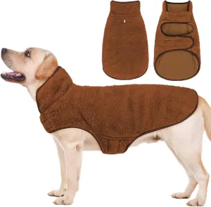 Malier Dog Winter Coat, Reversible Fleece Dog Cold Weather Coats Dog Jacket for Dogs, Windproof Warm Dog Coat Snow Dog Jacket Vest Pet Dog Clothes for Small Medium Large Dogs (Brown, Medium)
