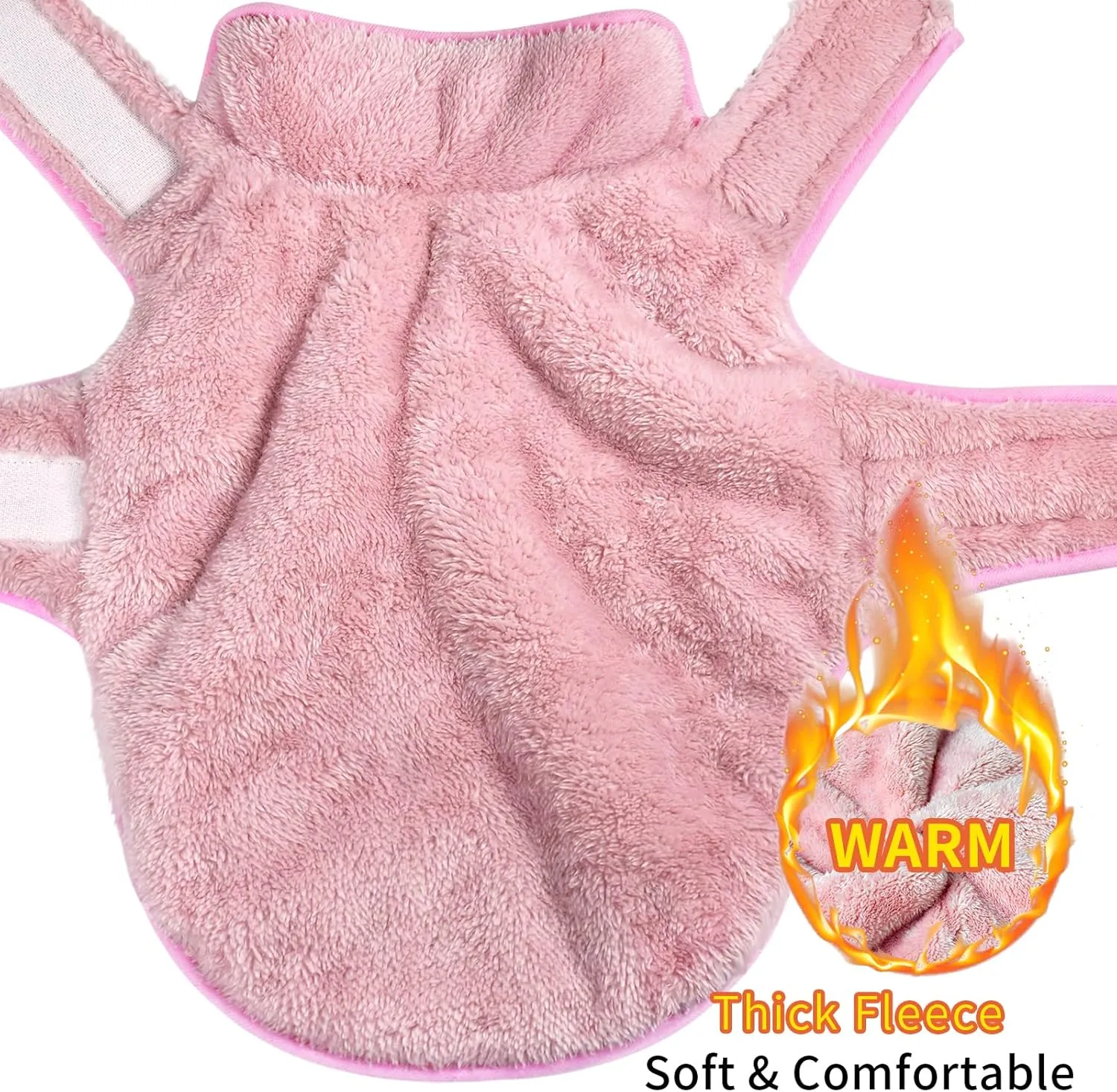 Malier Reversible Fleece Dog Coat, Windproof & Warm, Perfect for Cold Weather & Snow, Available in Pink for Small to Large Dogs